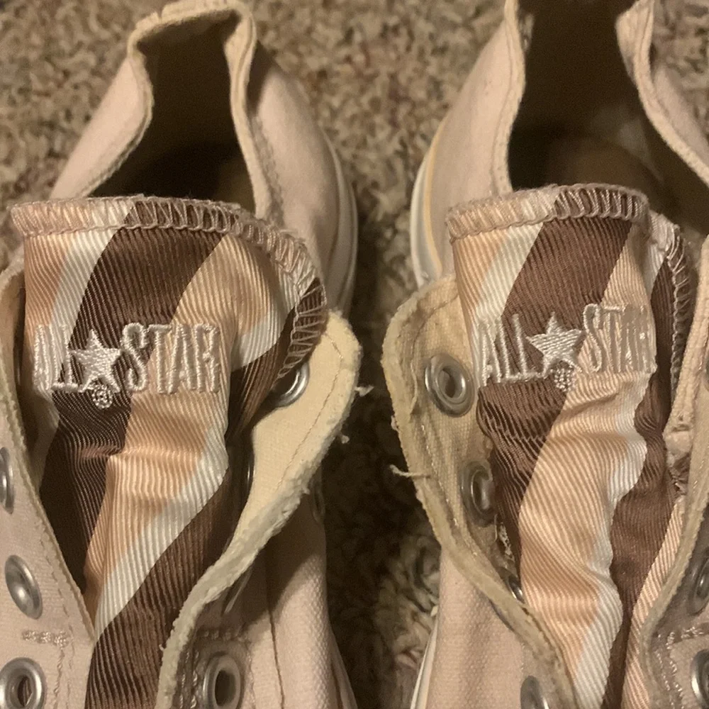 Converse low slip-on No laces Cream with stripe tongue 7 women 5 men Brown/tan - Picture 6 of 10